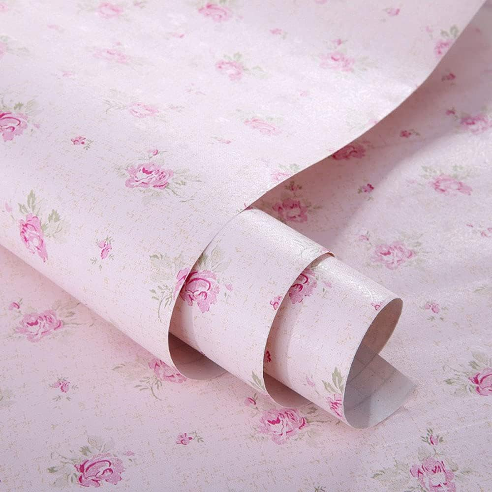 Pink Floral Drawer Shelf Liner Self Adhesive Decorative Rose Contact Paper for Shelves Drawer Cabinets Furniture Wall Decoration (17.7X78.7 Inches) image number 6