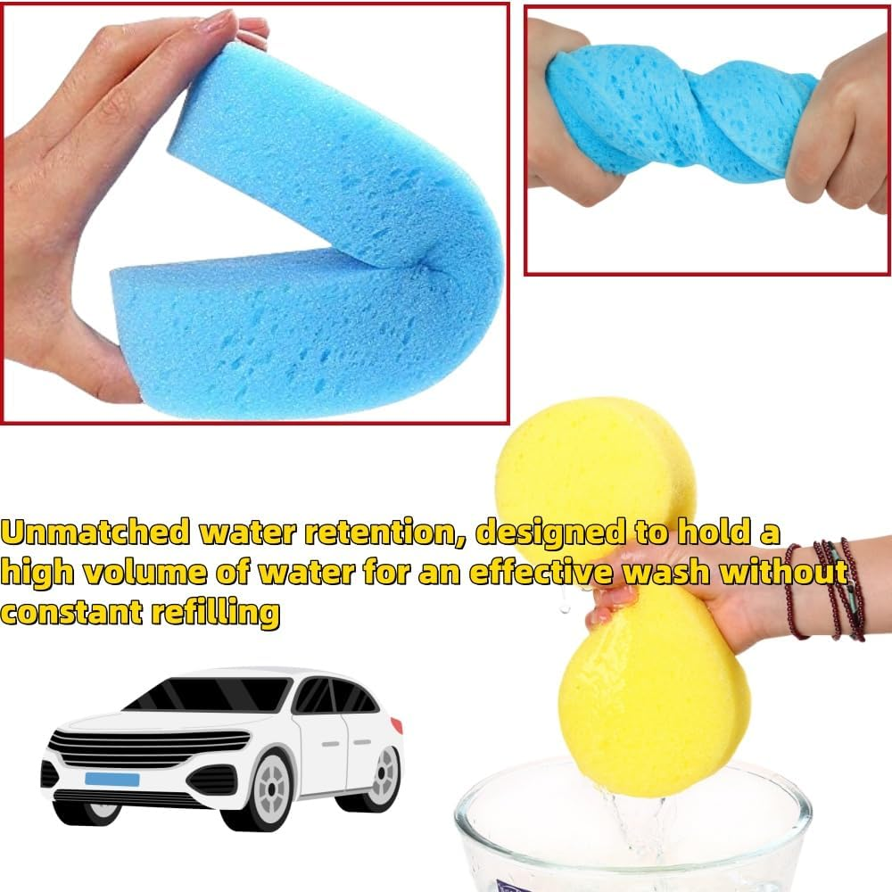 Leitungg Car Wash Sponge, Large Multi Use Sponges for Cleaning, Tile, Bike, Easy Grip Sponge for Kitchen, Bathroom, Household Cleaning, 3Pcs Random Color image number 1