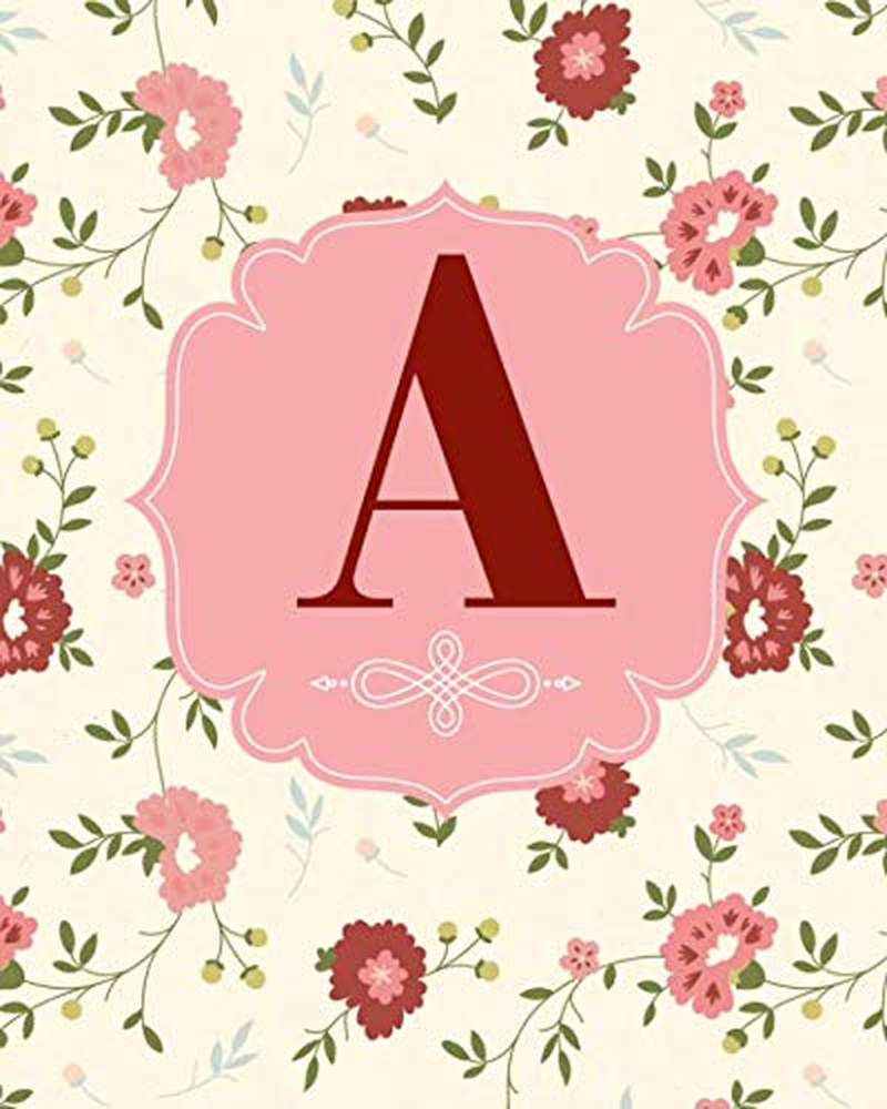 A: Monogram Initial Letter a Journal Notebook for Girl ,Women and School Vintage Floral ;8" X 10" 100 Lined Pages image number 1