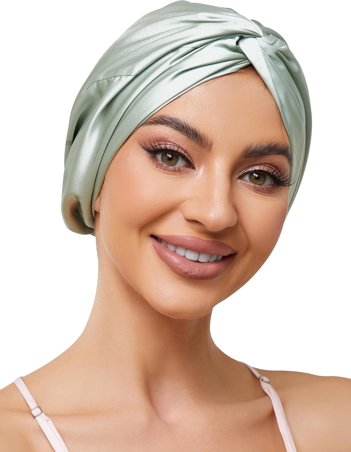 Silk Satin Sleeping Bonnet for Women: Men Adjustable Curly Hair Braid Wrap Night Cap Tie Elastic Drawstring Band image number 3