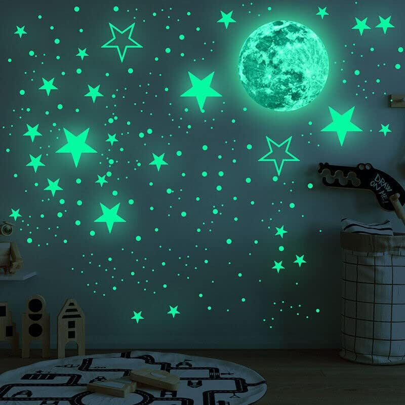 AIMALL 435Pcs Glow in the Dark Luminous Stars, Moon & Planet Wall Stickers for Kids Bedroom Ceiling, DIY Space Wall Decals, Waterproof Vinyl image number 4