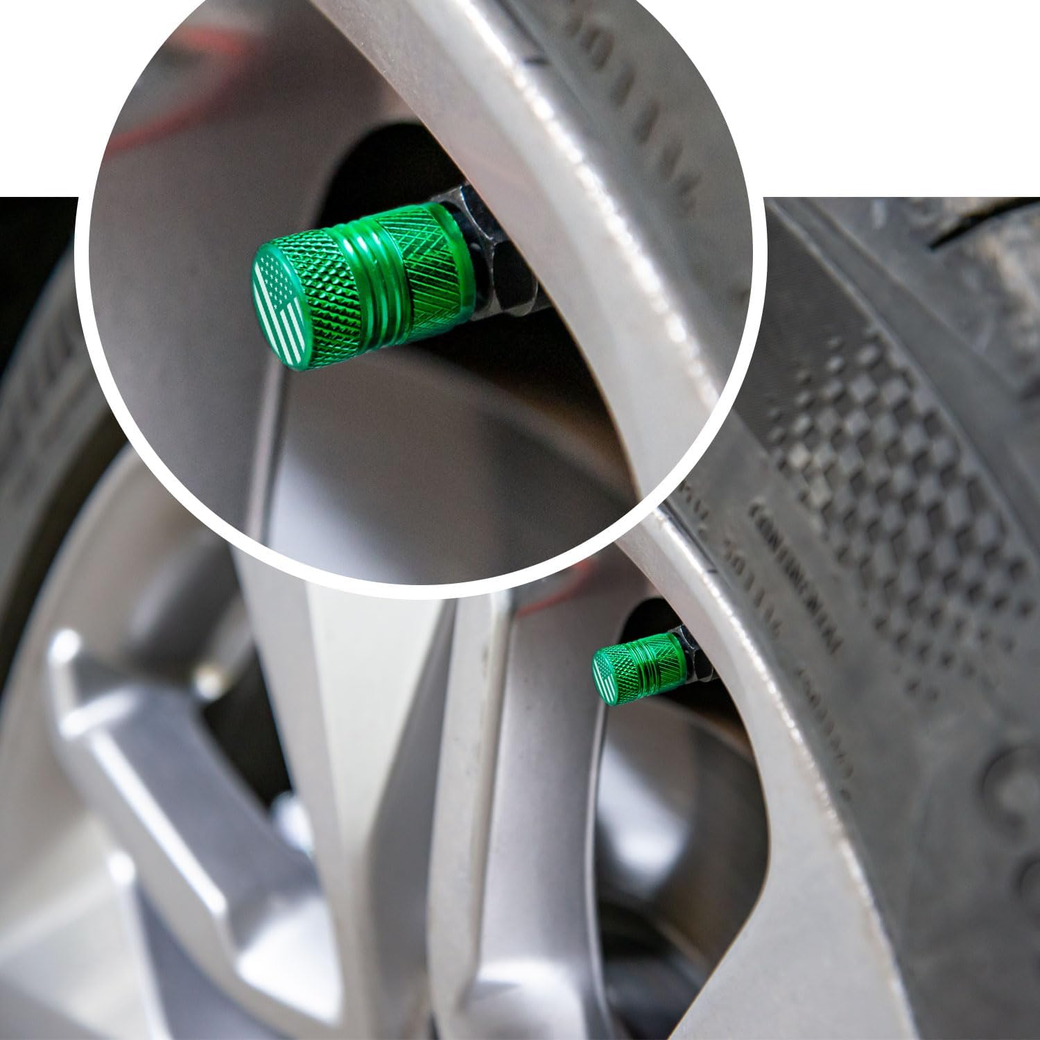 Tire Valve Stem Caps - 4 Pack Anti-Corrosion Premium Anodized Alloy Tyre Air Valve Caps Universal for Car SUV Bike Green image number 2