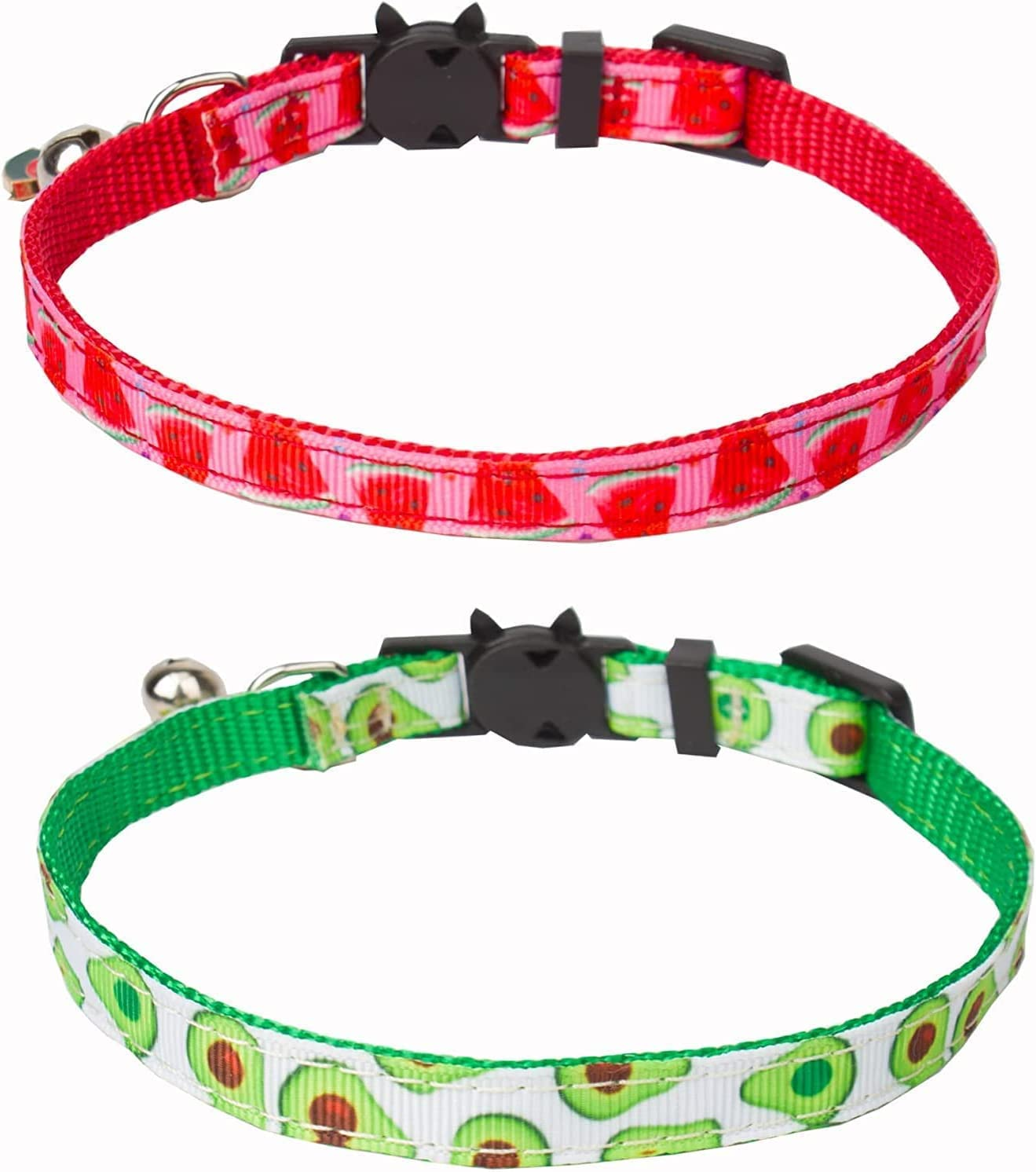 Breakaway Cat Collar with Bell, 4 Pack Summer Fruit Style Kitten Collar Adjustable Cat Collars for Kitten Kitty Cat image number 3