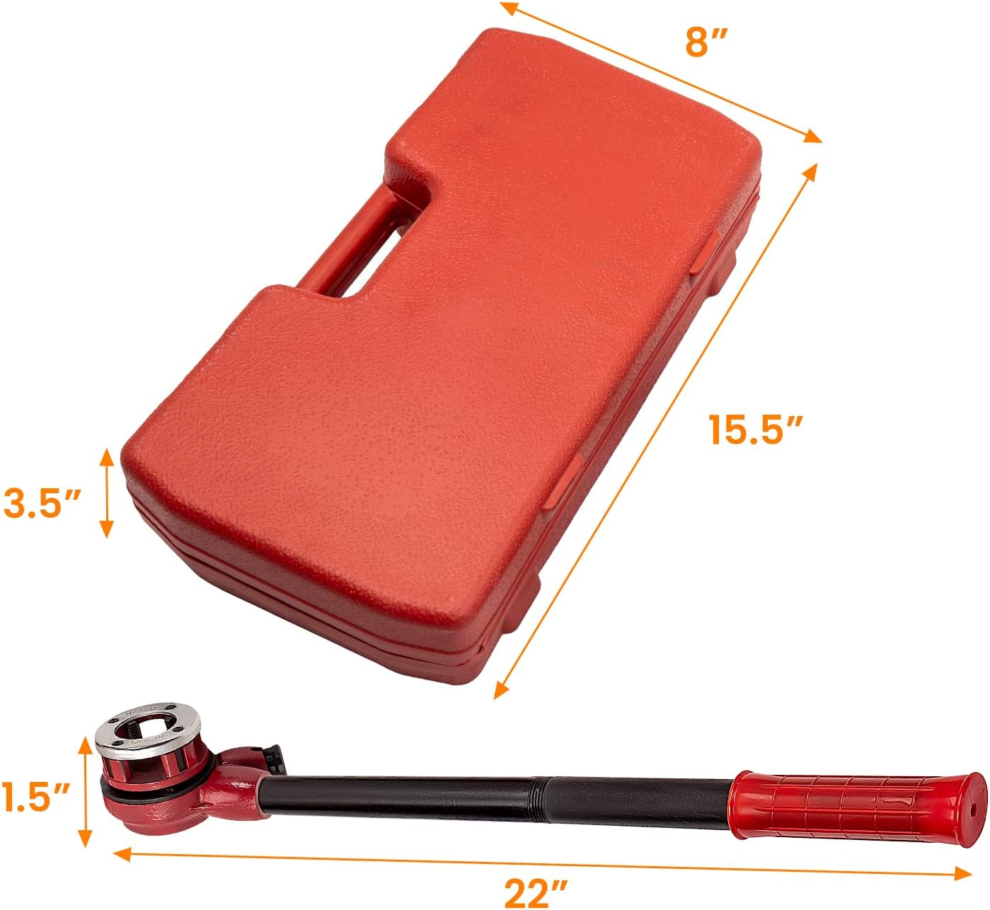 Maxpeedingrods BSPT Ratchet Pipe Threader Kit, Manual Ratcheting Pipe Threading Tool Set W/ 6 Dies 1/4", 3/8", 1/2", 3/4", 1", 1-1/4" for Metal and PVC Pipes image number 1