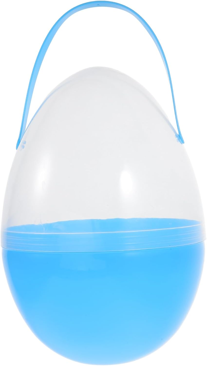 Cabilock Large Clear Easter Egg with Handle for Kids Easter Hunt Supplies and Holiday Decoration Egg Baskets Reusable and Fillable Plastic Easter Egg Containers