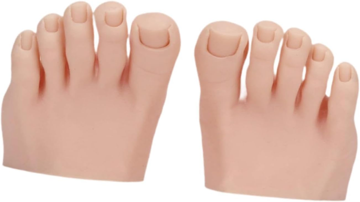 Koolsoo Practice Fake Foot Model, Nail Mannequin Movable Art Training Half Foot Display Professional Soft Silicone for Nails Tips, Skin Color