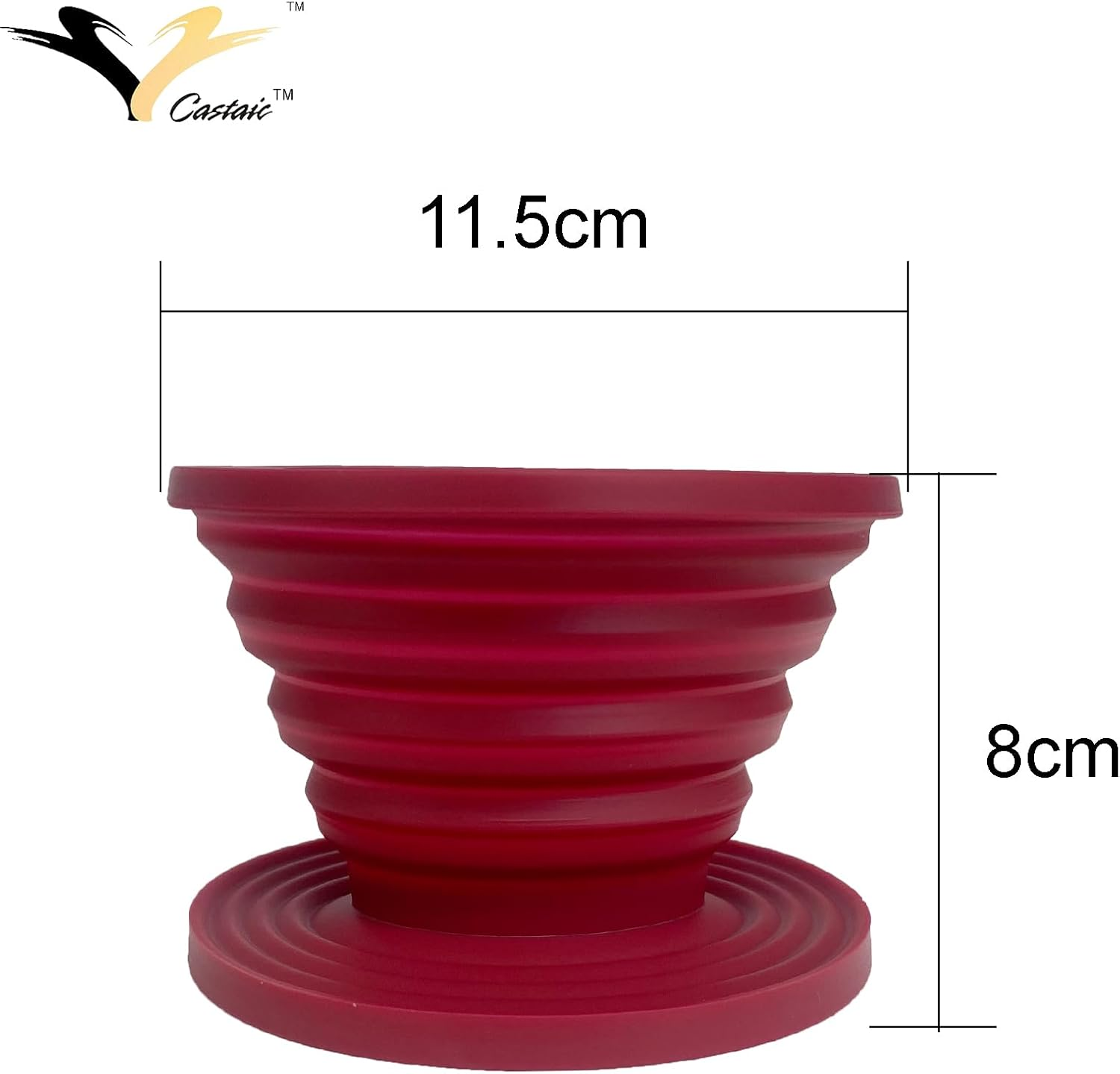 Castaic Collapsible Silicone Coffee Dripper Reusable Coffee Filter Cone for Hiking, Camping, Home, Office, Backpacking, Camping and Outdoor Survival (Red) image number 3