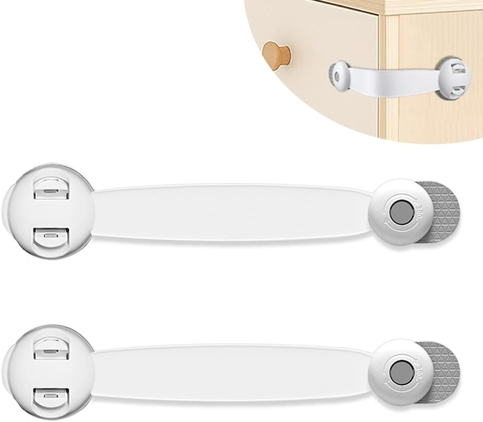 Gautio Child Safety Cabinet Locks, Baby Proof Drawer Strap Locks with Safe Quick & Easy 3M Adhesive, Kid Safety Cupboard Latches for Dishwasher, Fridge, Door, Trash Can, Oven, Toilet Seat, No Tools Need or Drill (2 PCS) image number 4