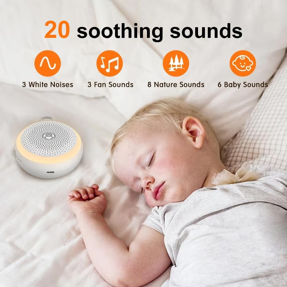 Omebel Portable White Noise Machine, 20 Soothing Sound for Sleeping, Night Light Adjustable, Sleep Timer, Volume Control, Sound Machine for Sleeping Baby Adults Kids image number 3