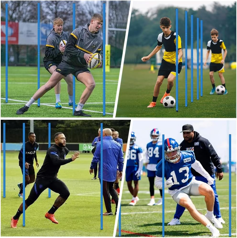 HOTOOLME Agility Training Poles Equipment Soccer Training Equipment Includes 6 Agility Poles,Agility Ladder, 10 Soccer Cones,Jump Rope for Speed Training, Soccer Training, Basketball Athletes & Kids - Blue image number 3