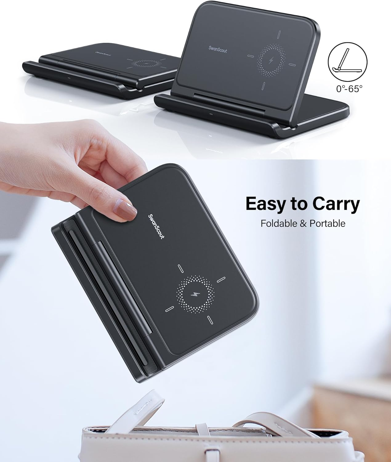 Swanscout Wireless Charger for Samsung Z Fold 7, Foldable Charging Station for Pixel 9 Pro Fold/Galaxy Z Fold 6/5/4/3/2/1, Wireless Charger Station for Samsung Z Fold Series (No Adapter) image number 5