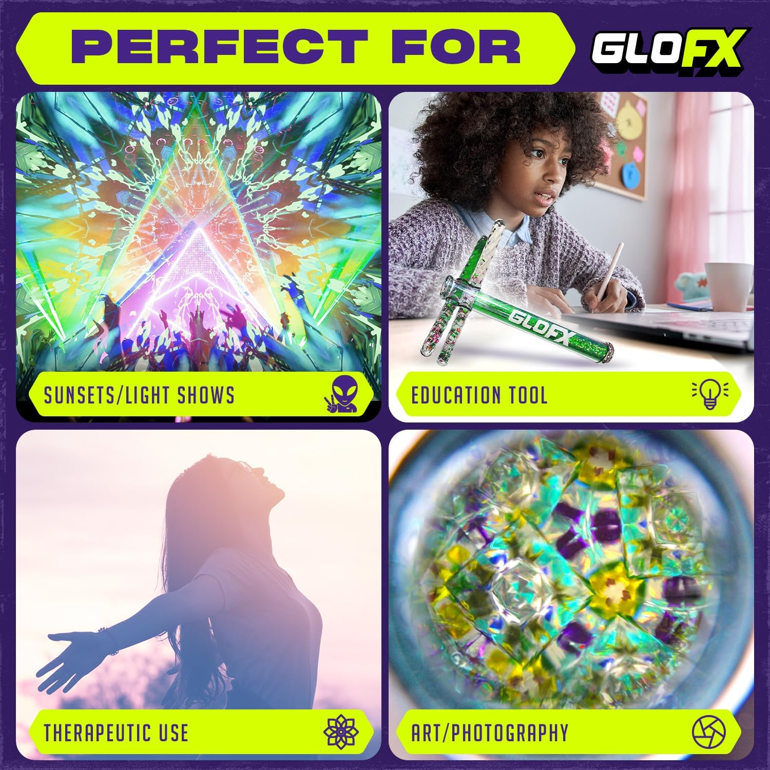 Glofx Liquid X-Kaleidoscope Tube Toy - Rave EDM Kaleidoscope Toy image number 3