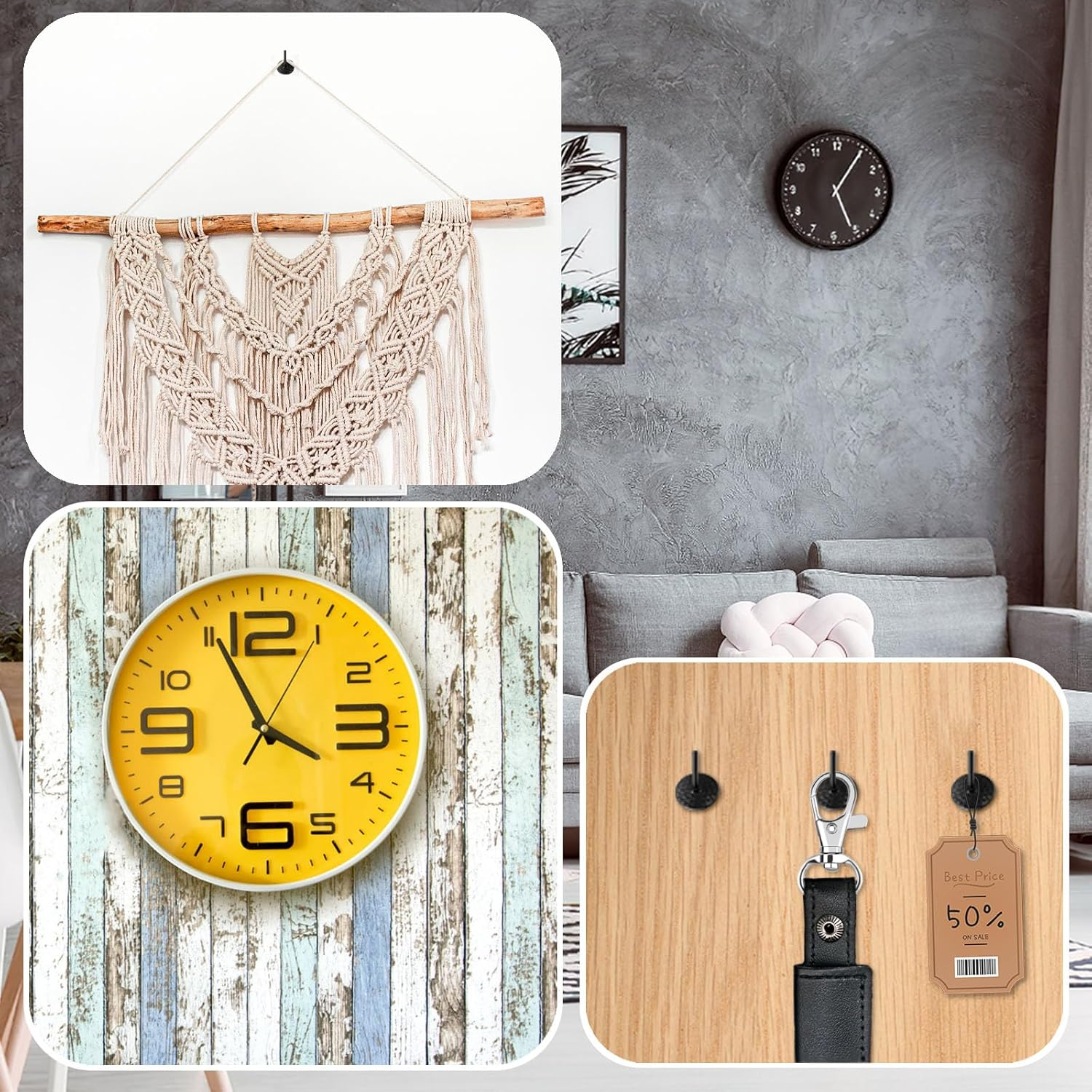 70Pcs Picture Hanging Nails, Hanging Nails Iron Alloy Photo Frame Hanger Kit for Wood Hardware Mounting, 20Lbs Picture Hanging Tool for Drywall, Canvas, Mirror Hanging Decoration (Black) image number 6