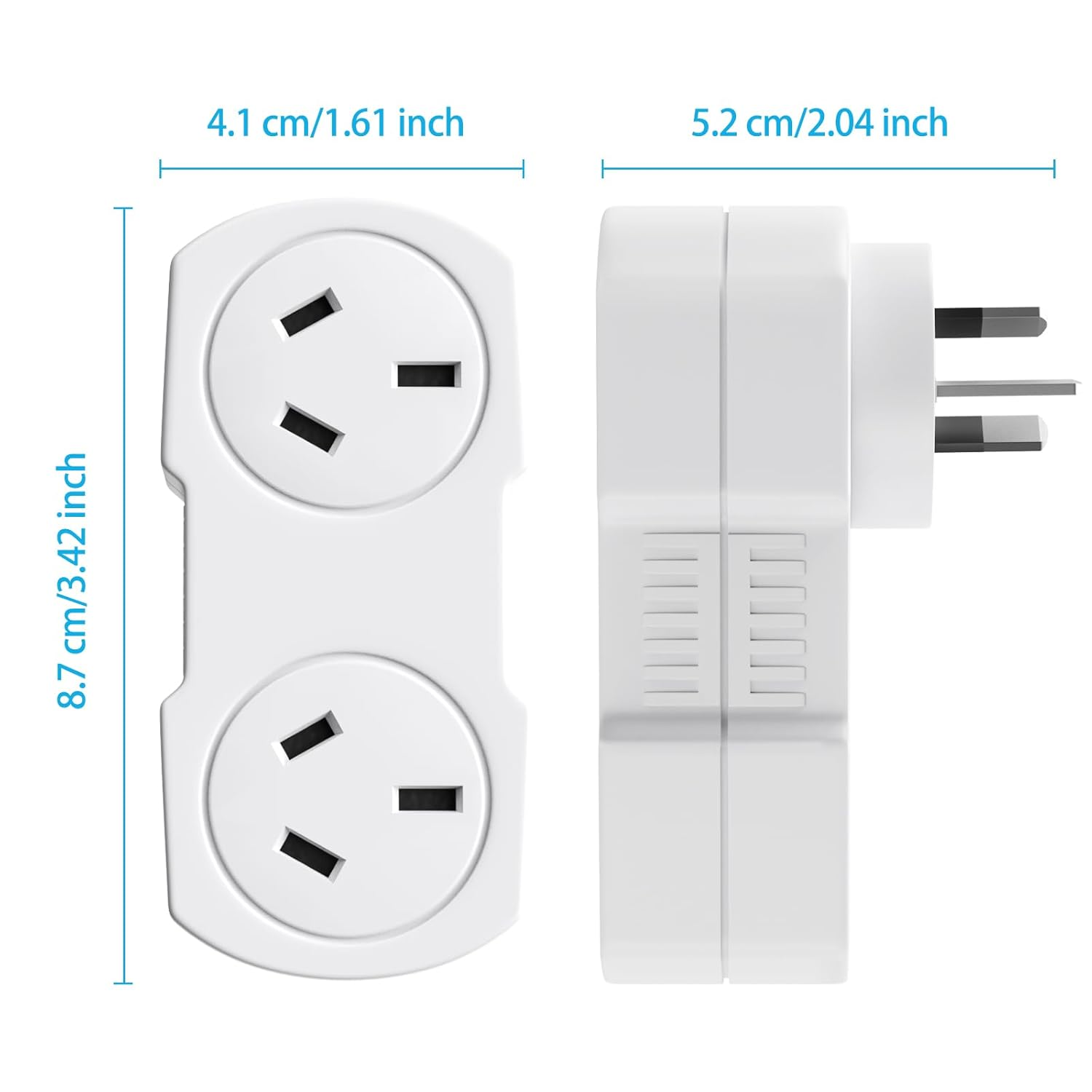 Multi Plug Outlet Extender 2 Pack, Double Power Outlet, Wall Outlet Splitter, 2 Way Outlet Wall Adapter, Sockets Adapter, 10A/2400W, Power Extender, White, for Home/Office image number 4
