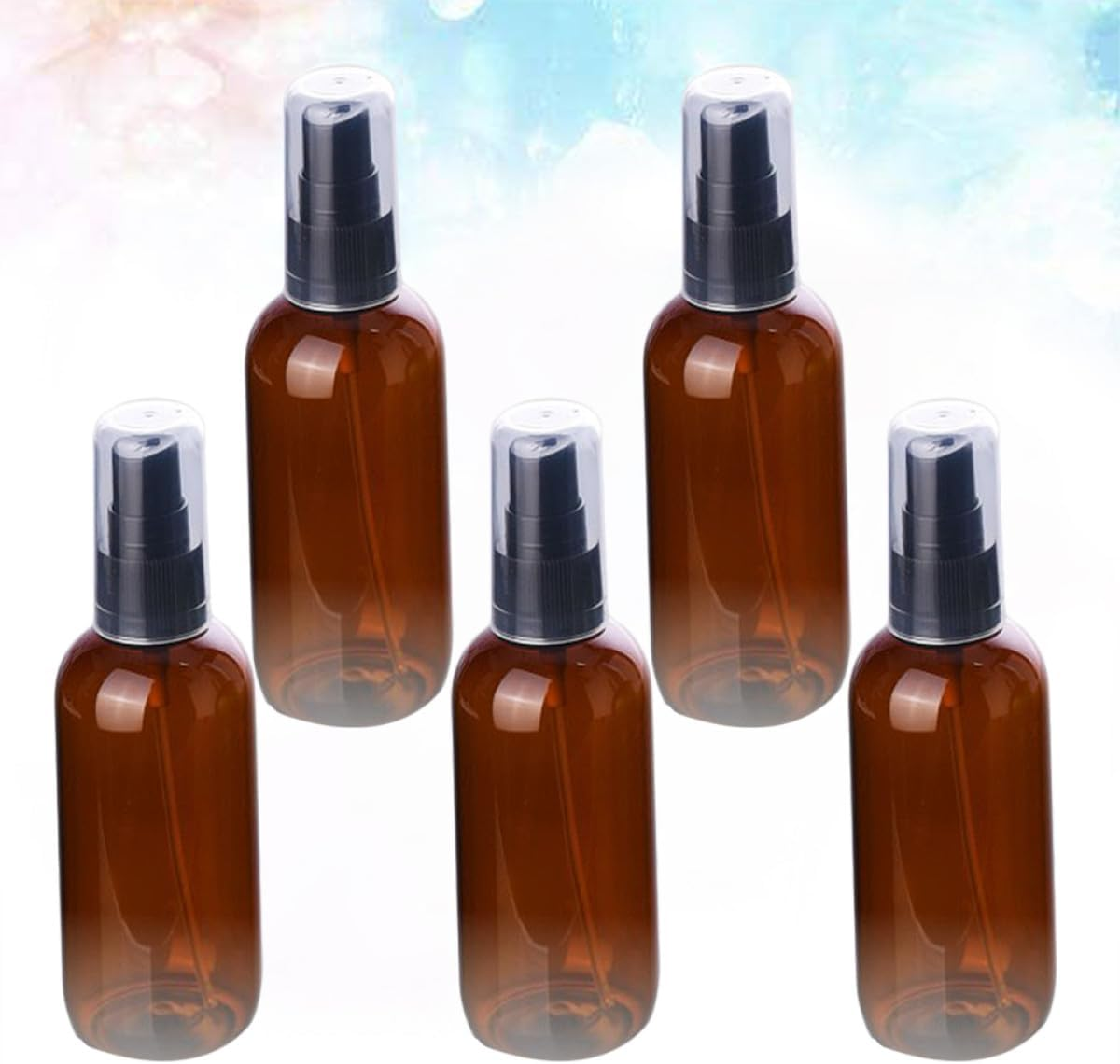 GAROZATION 5 Pcs 50Ml Refillable Small Spray Bottles with Black Full-Cover Pump, Semi- Light Brown Pet Cosmetic Sprayers for Travel and Indoor Use image number 5