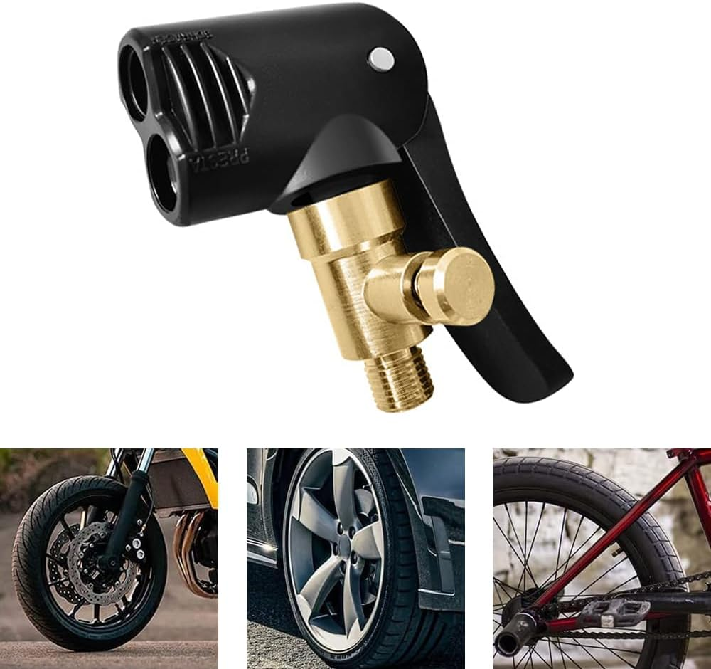 1 Pcs Car Mounted Inflation Pump Conversion Nozzle,2 in 1 Car Tyre Air Chuck,Pump Head with Bleed Valve,American Mouth French Mouth Inflation,Suitable for Cars,Motorcycles,Bicycles,Electric Vehicle image number 5