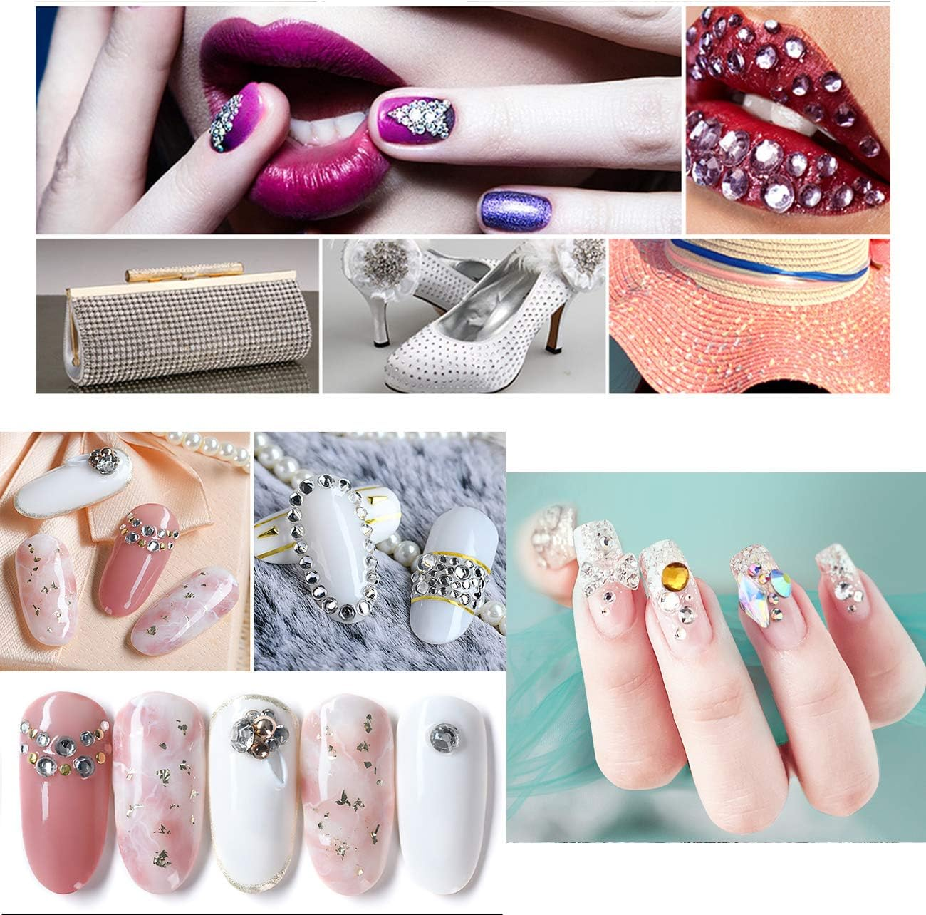 GBSTORE Nail Art Crystal Rhinestones,3D AB Glass Rhinestones, Nail Art Studs Nail Sequins for DIY Nails Art Clothes Shoes Crafts Decorations, Mixed Size and Colors,Approx1440-2080Pcs (Silver) image number 1