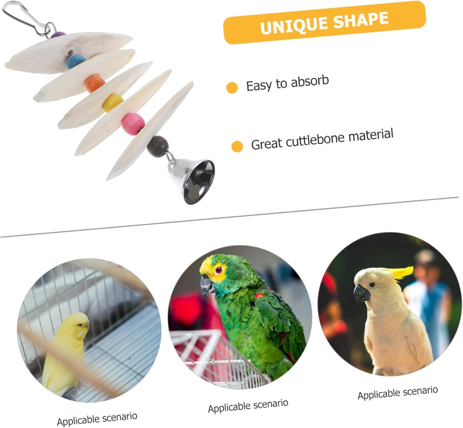 BESPORTBLE Natural Cuttlebone Toys for Pet Birds Parrot Chewing Toy Bird Beak Sharpener image number 5