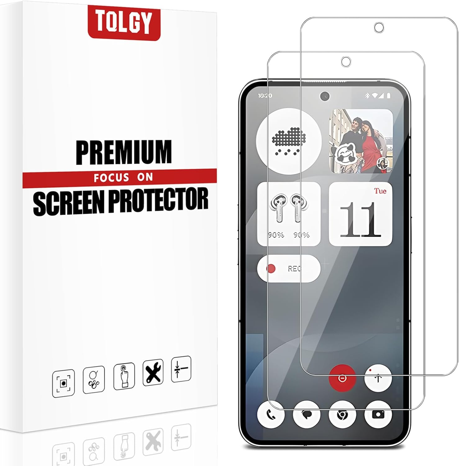 TQLGY Tempered Glass Screen Protector for Nothing Phone 3A/3A Pro/Cmf Phone 2 Pro 6.77-Inch, 9H Hardness, HD Clear, Anti-Scratch, Bubble-Free Installation, 2-Pack
