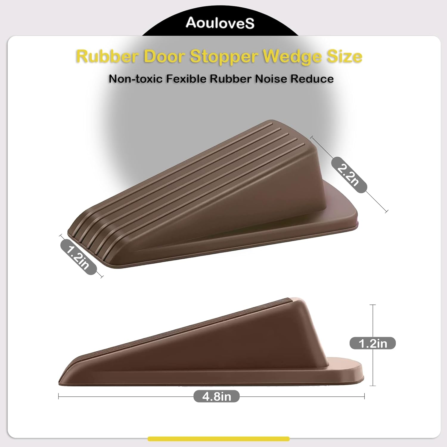 Rubber Door Stoppers for Security Wedge for Bottom of Door on Carpet, Concrete, Tile, Linoleum & Wood - Heavy Duty Door Stop Wedge Ideal for Homes&Schools&Offices&Workshops