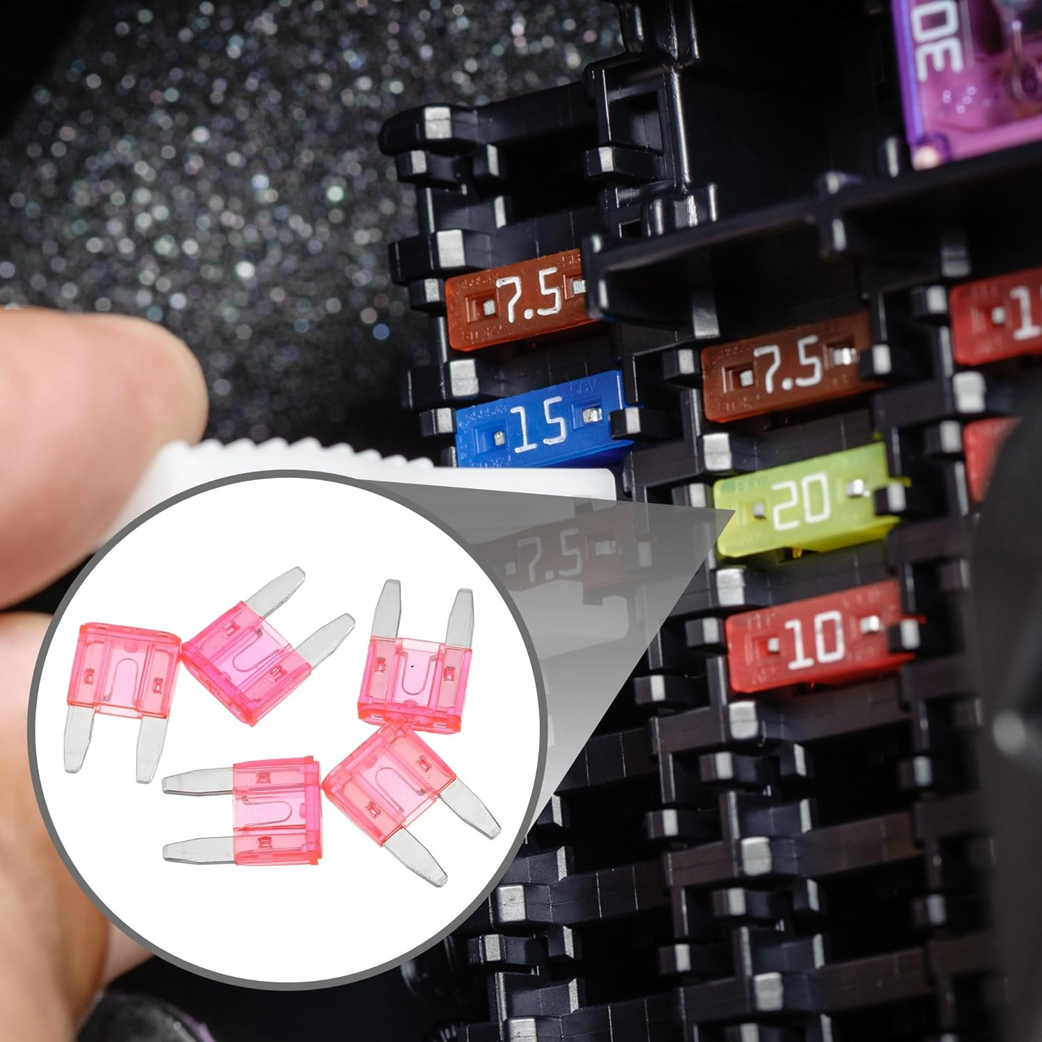 X AUTOHAUX 5 Pcs Mini 4AMP APM/ATM Universal Car Fuse Blade Style Fuses Short Circuit Protection - Automotive Car Boat Truck SUV RV - Plastic Metal Pink Plastic image number 3