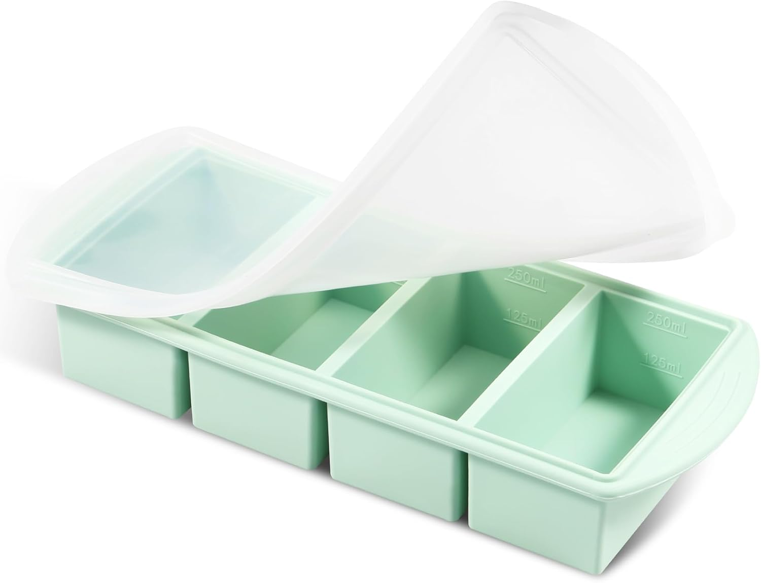 2/4 Cup Silicone Freezer Tray, Large Capacity Leak Proof Soup Freezer Container Molds, Easy to Clean Silicone Soup Portion Tray, Silicone Mold for Soup and Food Storage (4 Frames)