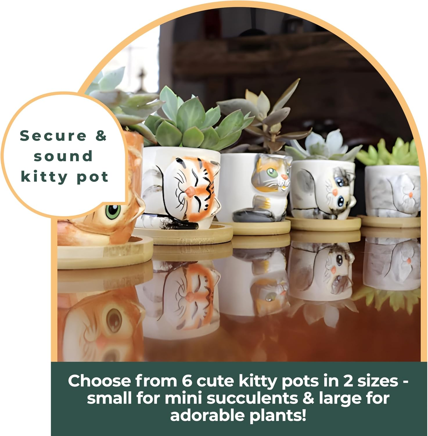 Window Garden Cute Cat Planter Pot - 6 Mini 3" Succulent Kitty Pots - Cute Flower Pots for Indoor Plants - Cat Decor Vase for Cactus, Herb image number 1