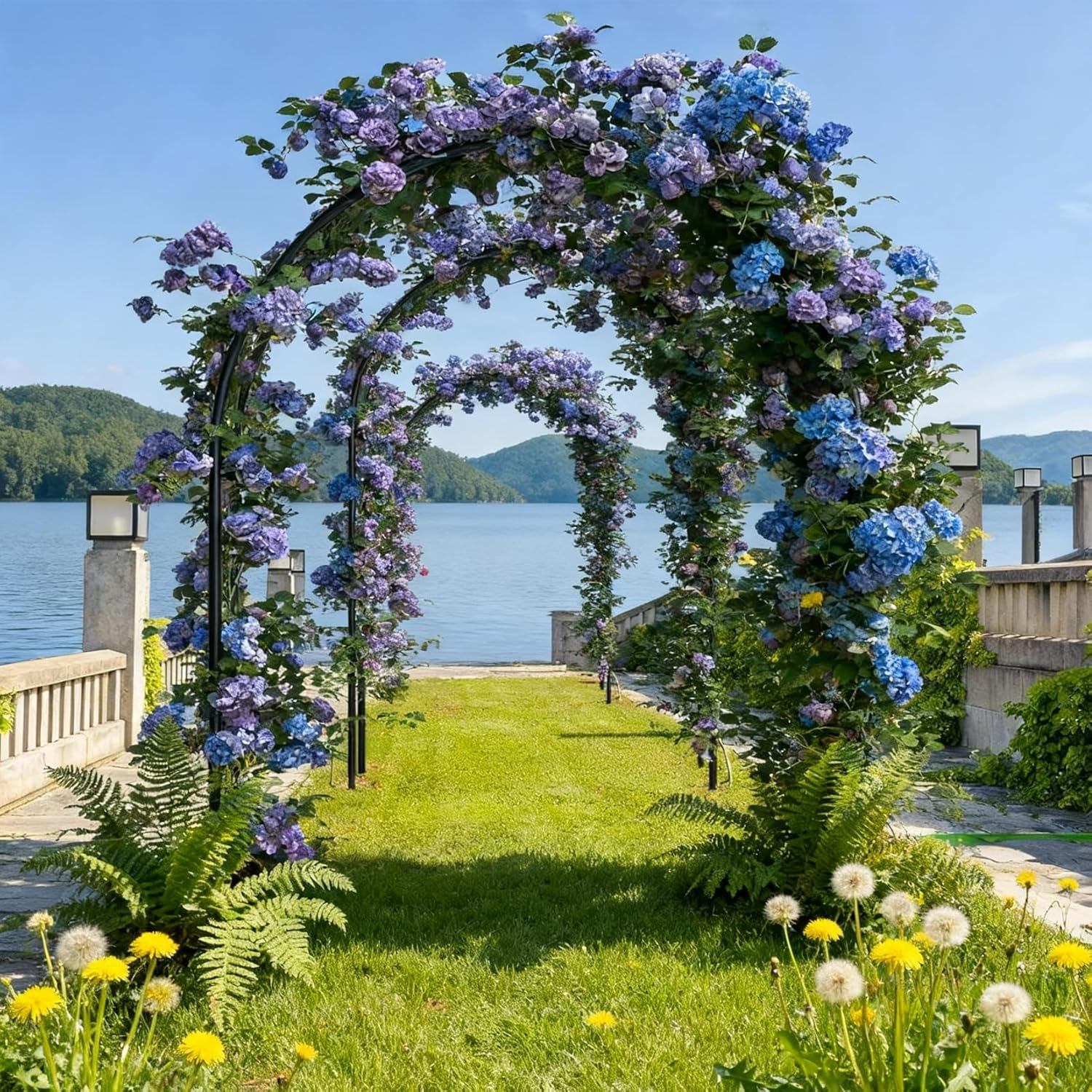 Metal Arch Frame, Metal Pergola Arbor, Garden Trellis for Various Climbing Plants Wedding Garden Bridal Party Decoration, Black image number 4