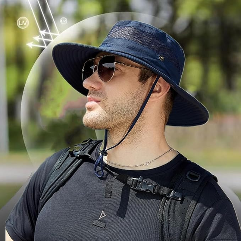 UPF50+ Safari Sun Hat for Men and Women - Uv-Resistant Breathable Quick-Drying Outdoor Hat with Adjustable Folding Design for Fishing, Hiking, Gardening, Beach, Adventure Ready Accessories image number 3