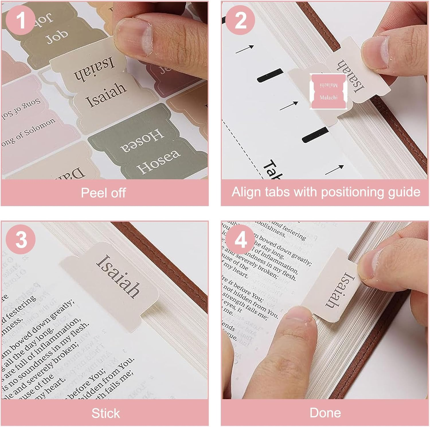 Bible Index Tabs Set -90 Reusable Laminated Study Tabs for Women & Men, Boho Theme Book Labels image number 1