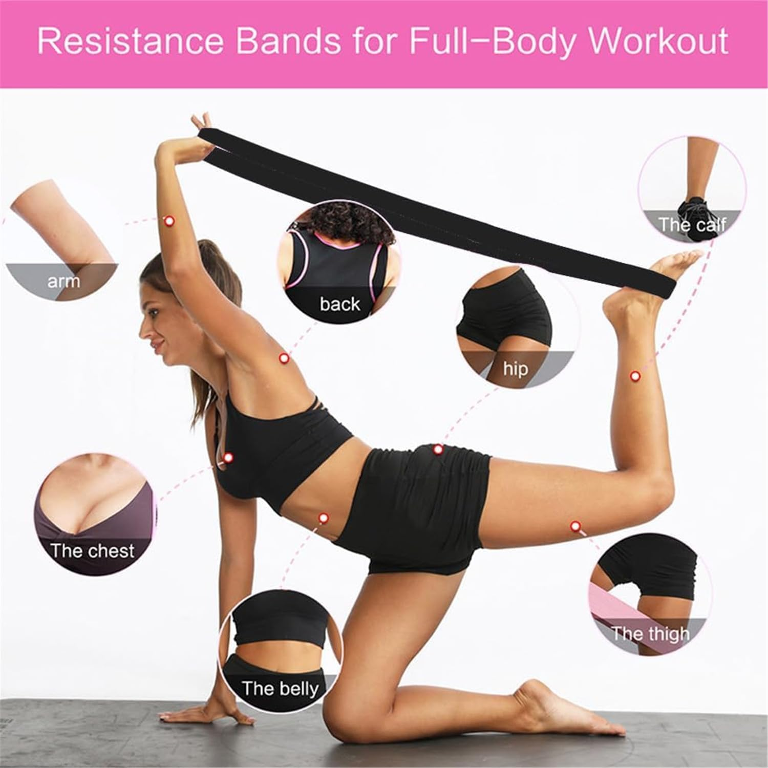Yoga Bands Elastic Fitness 8-Section Segmented Stretching Digital Dance Back and Shoulder Suitable for Latin Pilates Strength Training Exercises Full-Body Workout Muscle Joint Mobility Enhancement image number 3