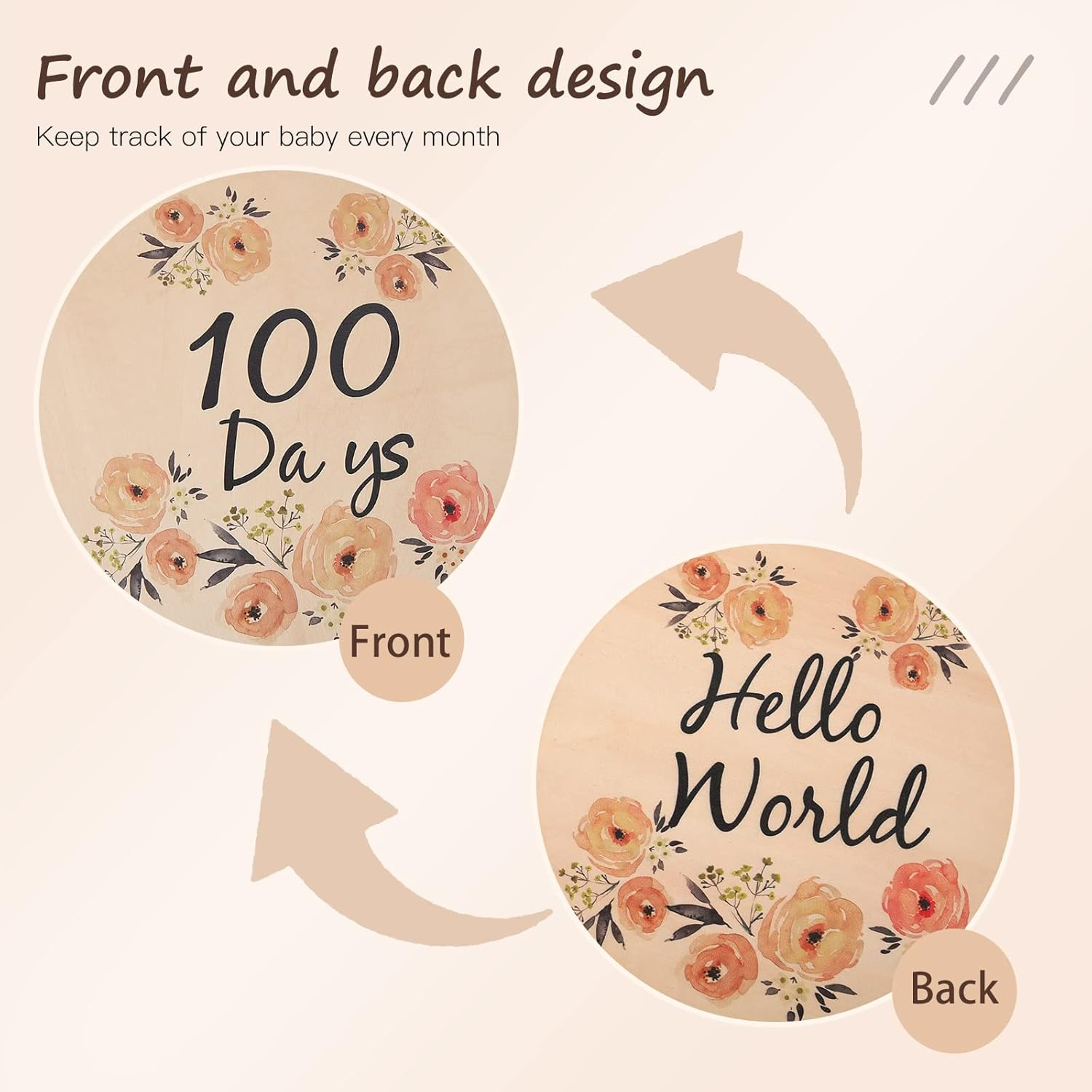 Promise Babe Milestone Numbers Props, Baby Wooden Milestone Cards Weekly Monthly Growth Milestone Signs Baby Announcement Props 8Pcs image number 2