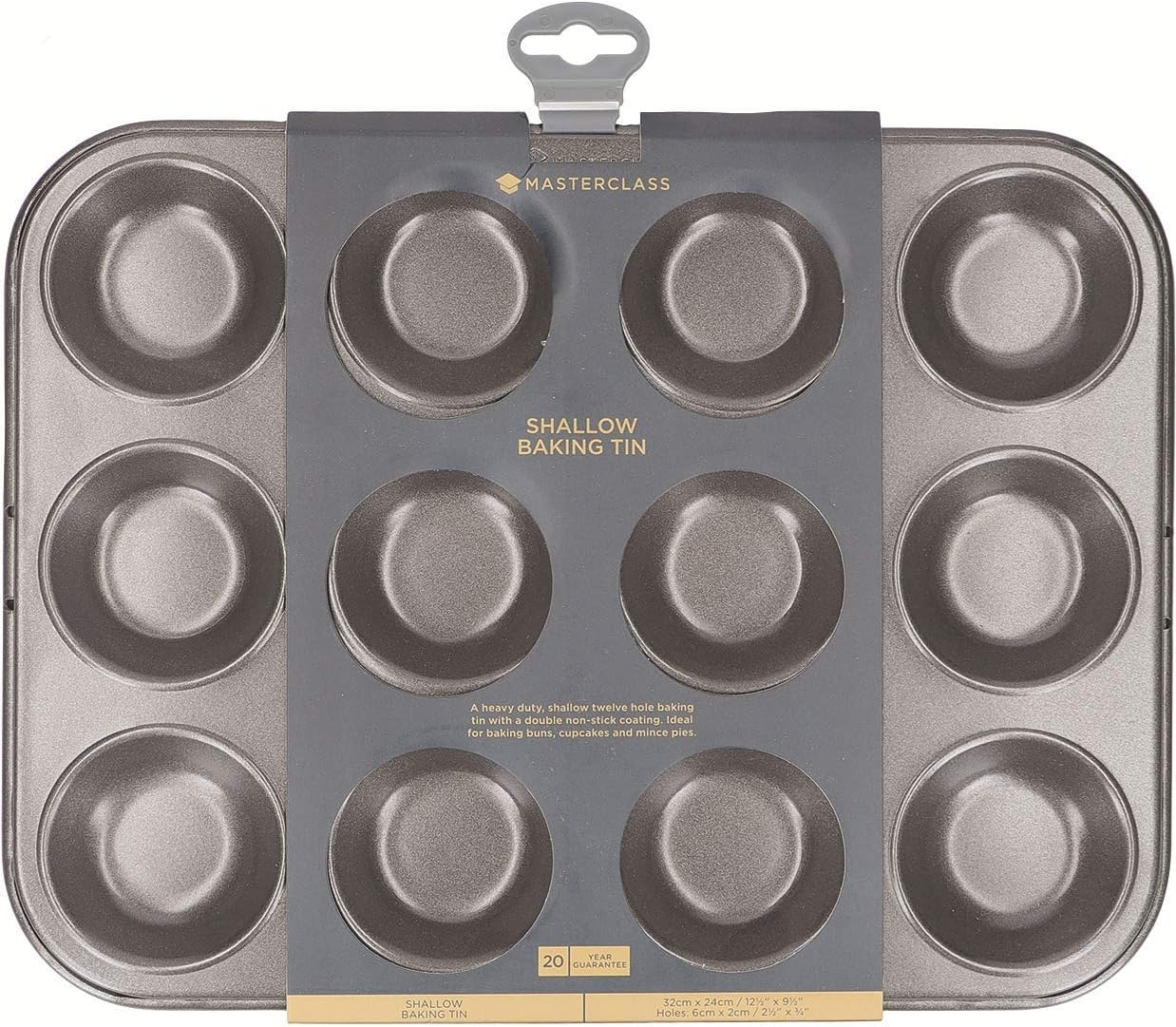 Kitchencraft Masterclass Baking Mince Pie Pan for 12-Piece, Grey,12-Hole (32 X 24 Cm/12.5 X 9.5 Inches) image number 3