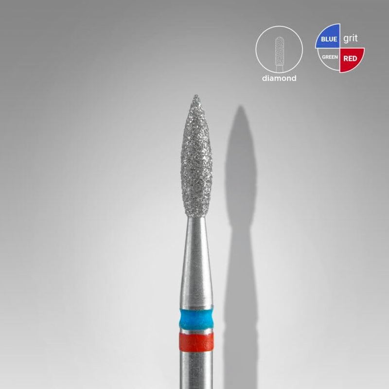 STALEKS PRO DUO Flame Diamond Cutter Set 3 Pieces 2.1 X 0.8Mm Cuticle Manicure Pedicure Flame Shape (Soft Grit, Medium) image number 3