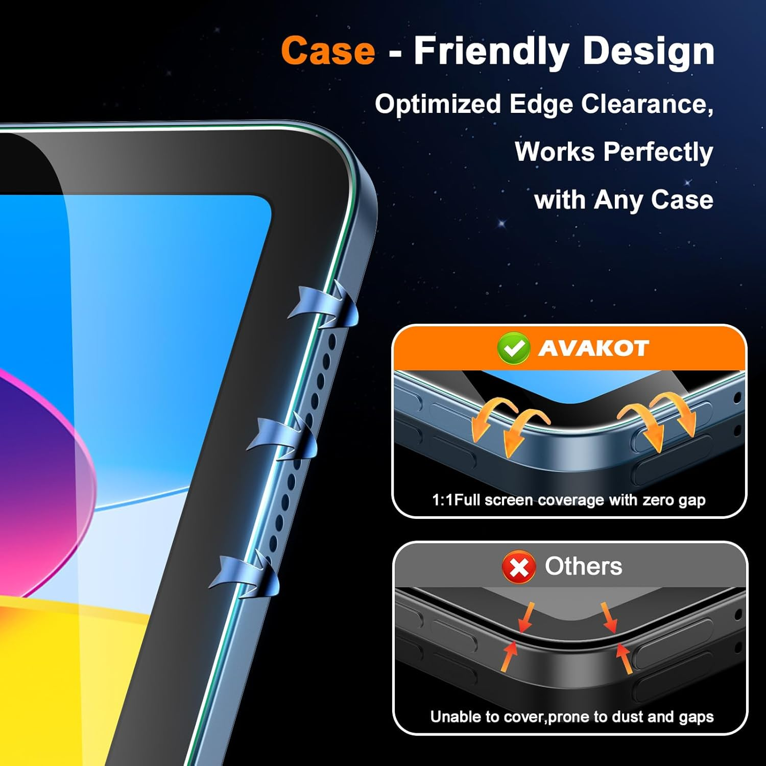 Avakot 2 Pack Ipad 10Th Generation Screen Protector Tempered Glass Screen Protector for Ipad 10.9 Inch 2022 Ultra Thin Tempered Glass Film for Ipad 10 Gen Touch Sensitive Anti-Scratch image number 2