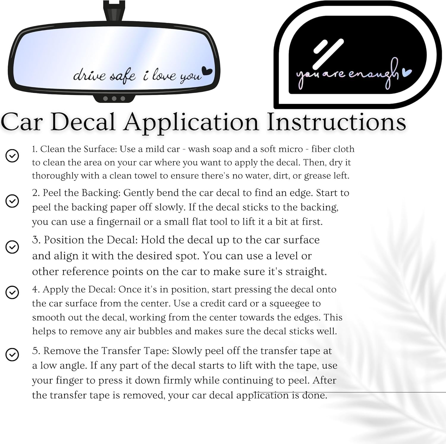 MOTOFITOOL 4X You Are Enough Rearview Mirror Sticker, Inspirational Mirror Decals, Christian Car Decals for Women, Cute Car Accessories, Rear View Mirror Stickers for Window Mirror Tumbler Bottle image number 5