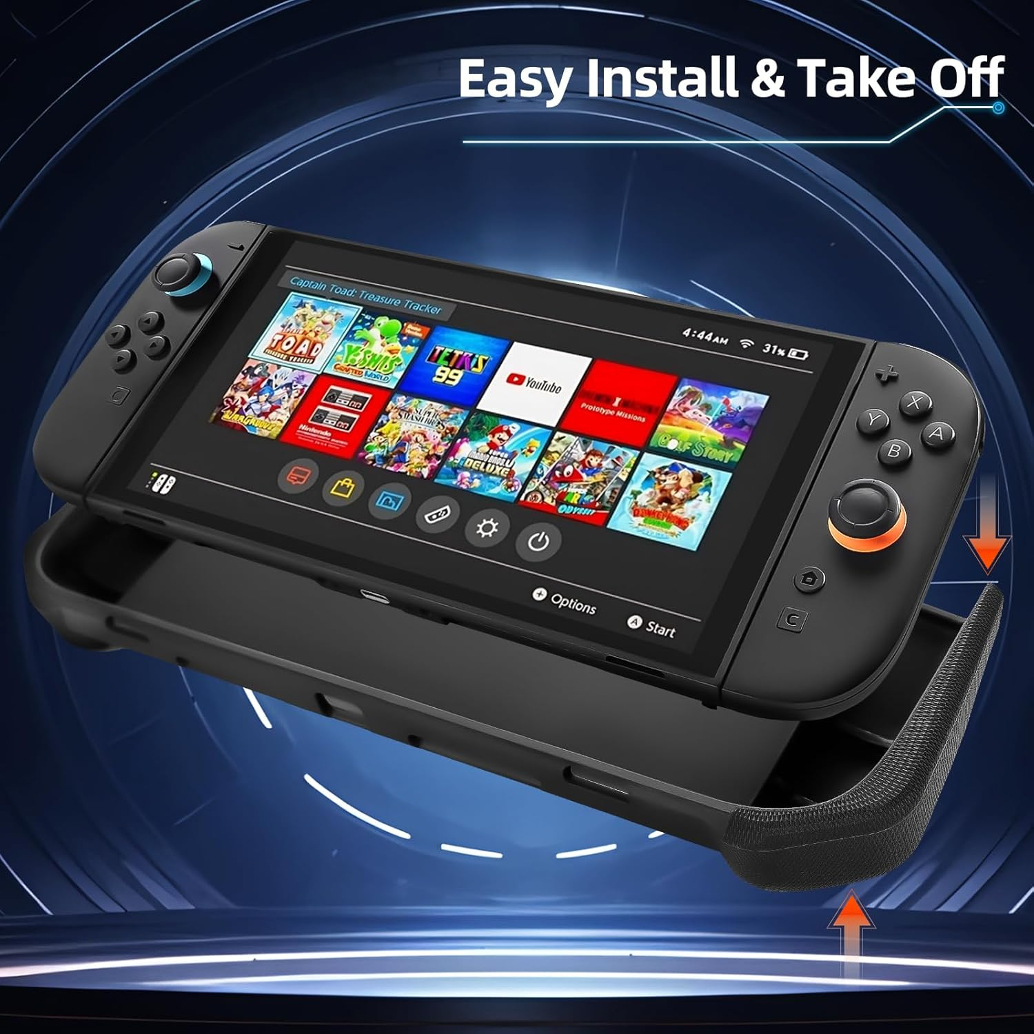 Protective Case for Switch 2 (2025), Shockproof TPU Soft Back Shell 360&deg; Protection, Anti-Scratch, Ergonomic Grip Design, Compatible with New Switch 2Nd Gen (Black) image number 5