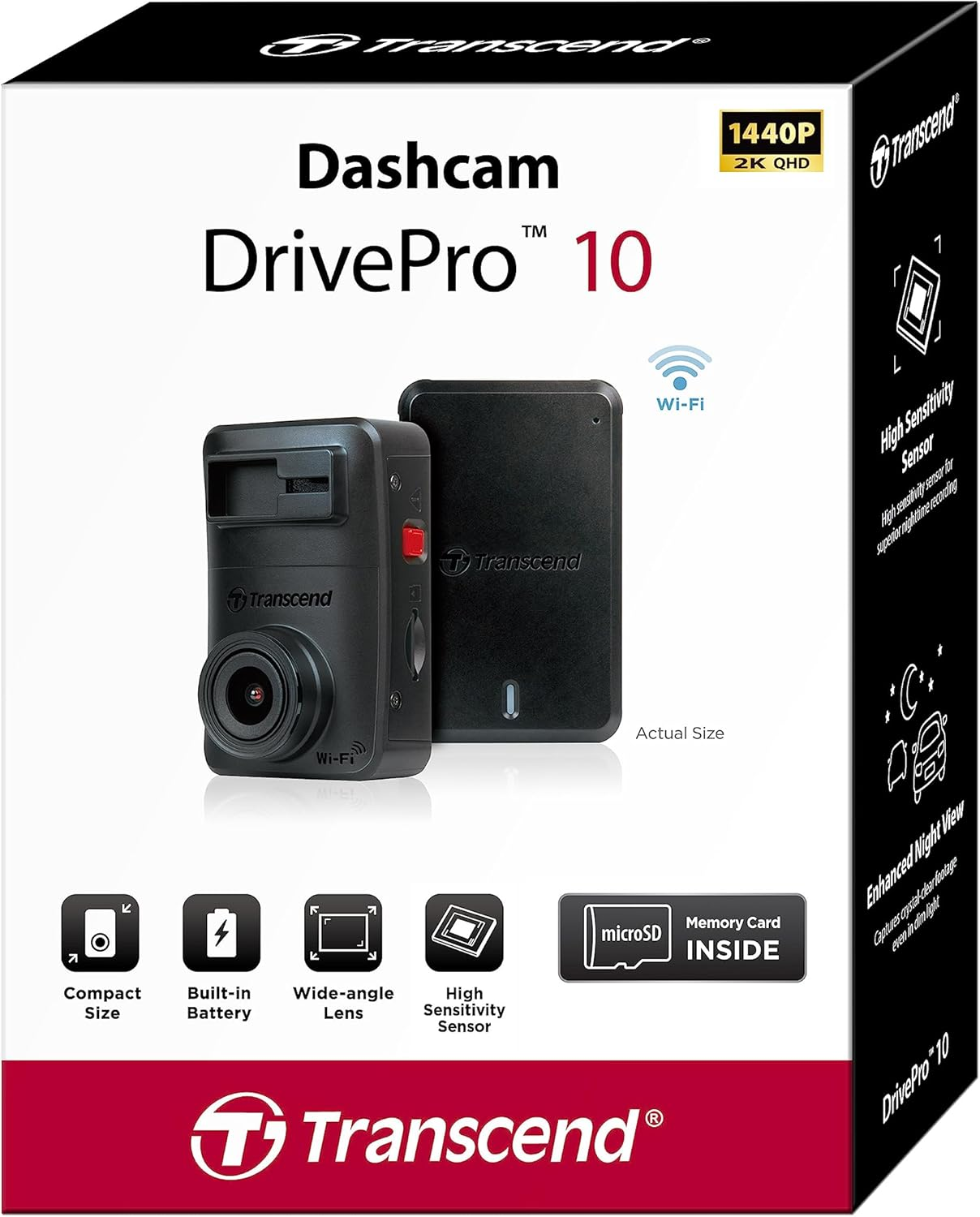 Transcend 64GB Dashcam Drivepro 10 Non-Lcd -2K QHD 1440P image number 1