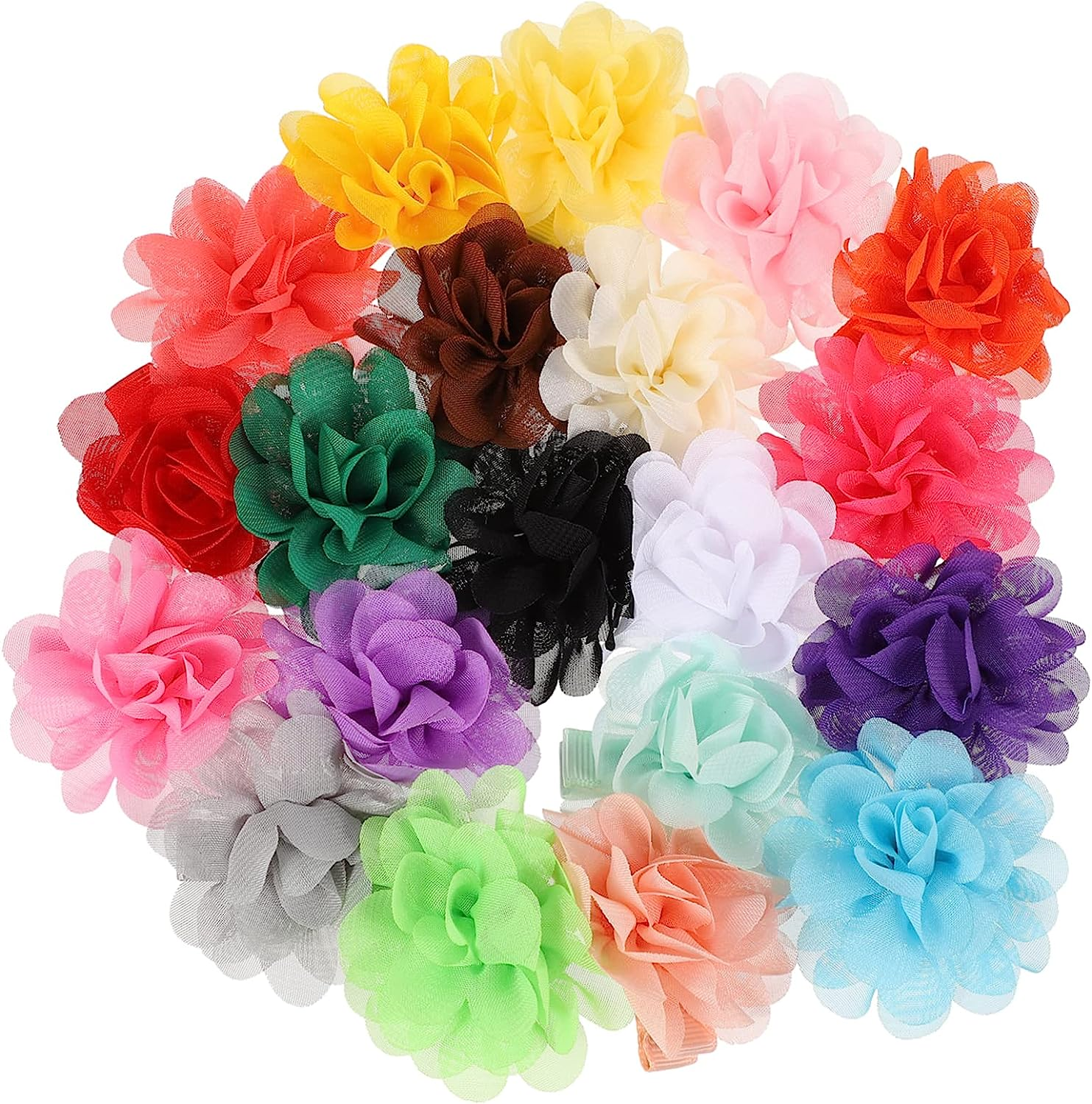 KALLORY 20Pcs Artificial Flower Hairpins for Girls Floral Hair Clasps Cute Hair Accessories for Doll Head Styling and Boys and Girls Random Color image number 2