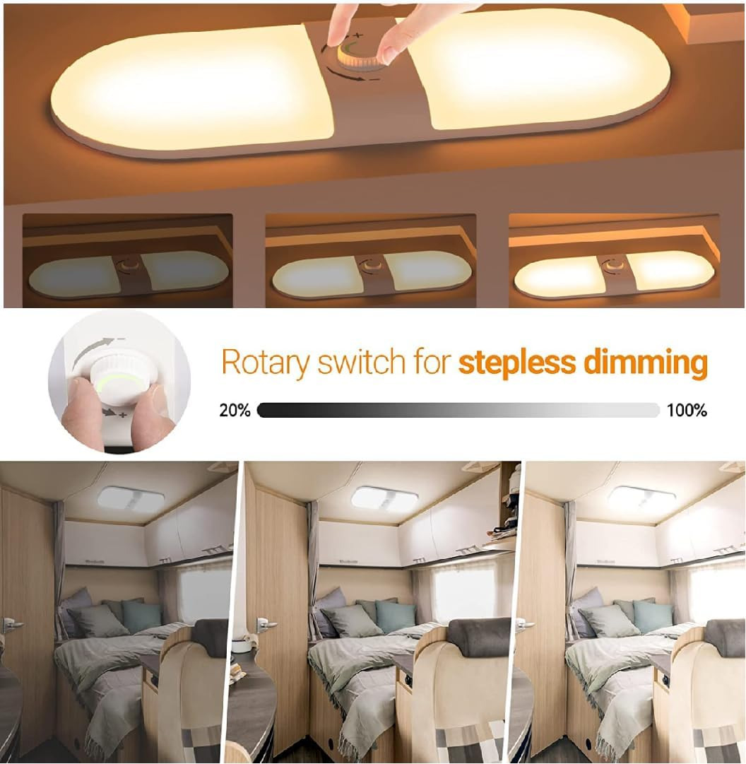 12V/24V RV Boat Ceiling Light 3 Color Temp with Stepless Dimming Super Bright LED Ceiling Dome Light Panel Light for Caravan Camper Travel Trailer Motorhome Sailboat Yacht(1 Pack) image number 6