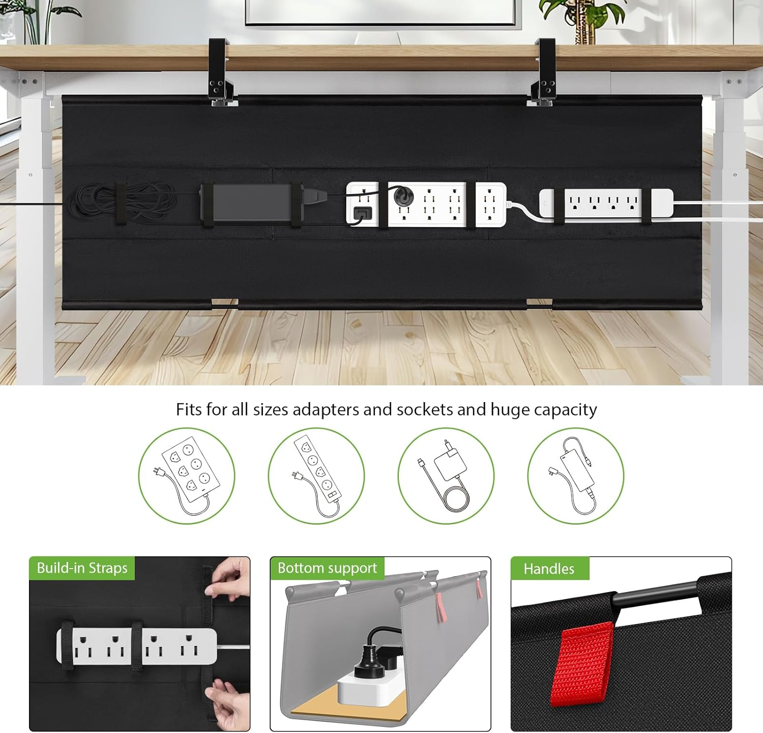 KEEGH Extra Large 48" under Desk Cable Management Tray - under Desk Cord Organizer - Clamp/Screw Mount - Support Upto 70Lbs - Desktop Wire Management - Gaming/Pc Cable Tray Cord Hiders for Office/Home