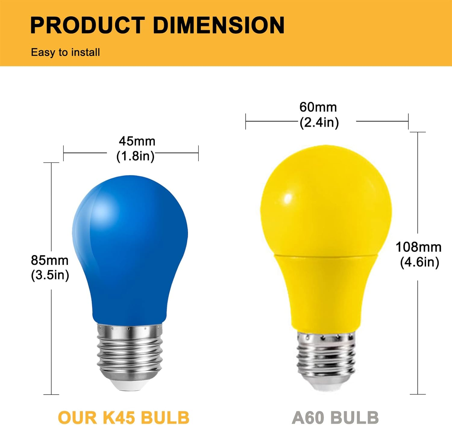 Belaufe LED Colourful Light Bulbs E27 3 W, E27 Coloured LED Bulbs, Decorative LED Lamp Outdoor, 220 V AC, Mixed Colours, Red, Green, Blue, Yellow, Orange, Pack of 20 image number 2