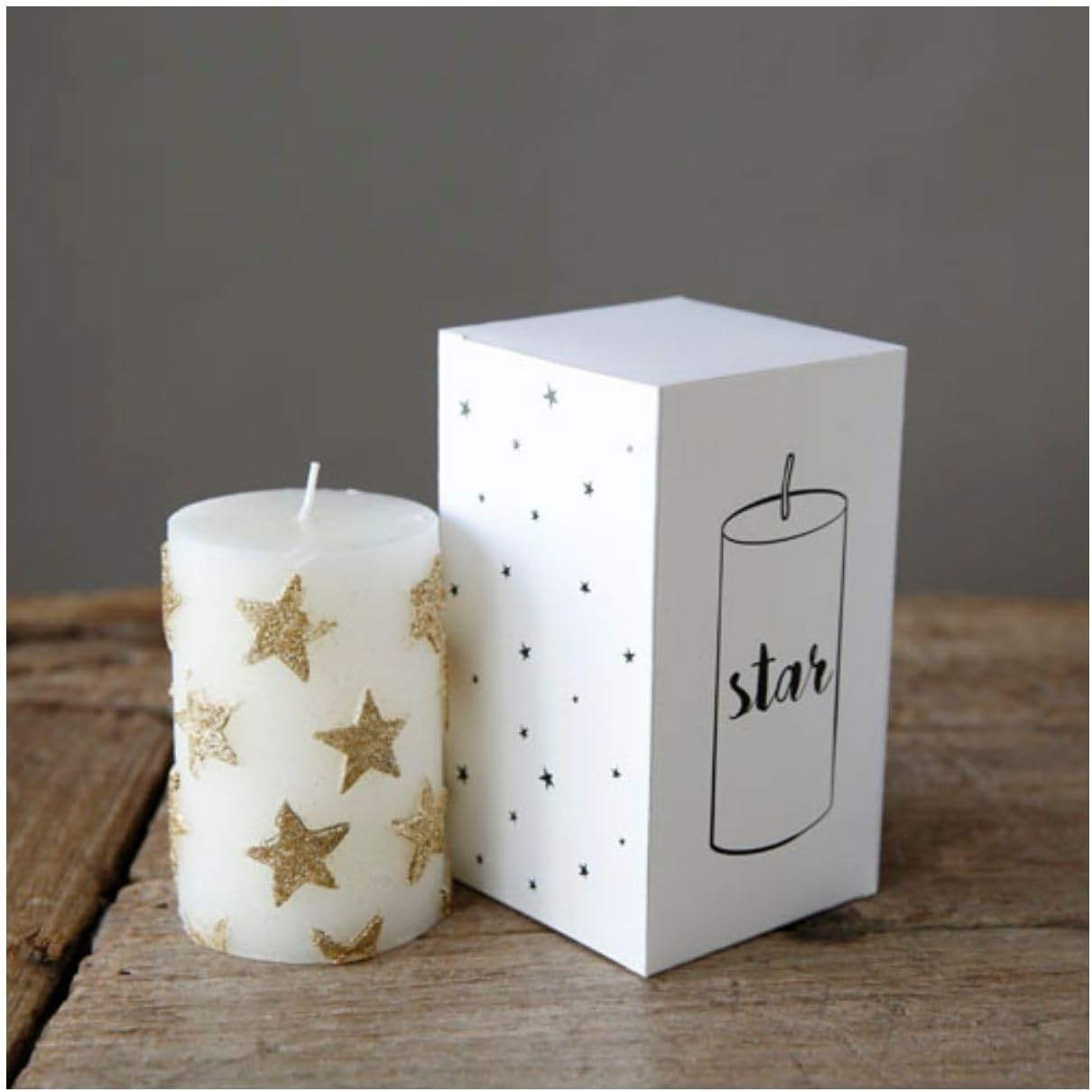 Shisei 106890 Candle, Sprinkle, Star, Small, Interior Light, Gold, Diameter 2.8 X Height 4.1 Inches (7 X 10.5 Cm)