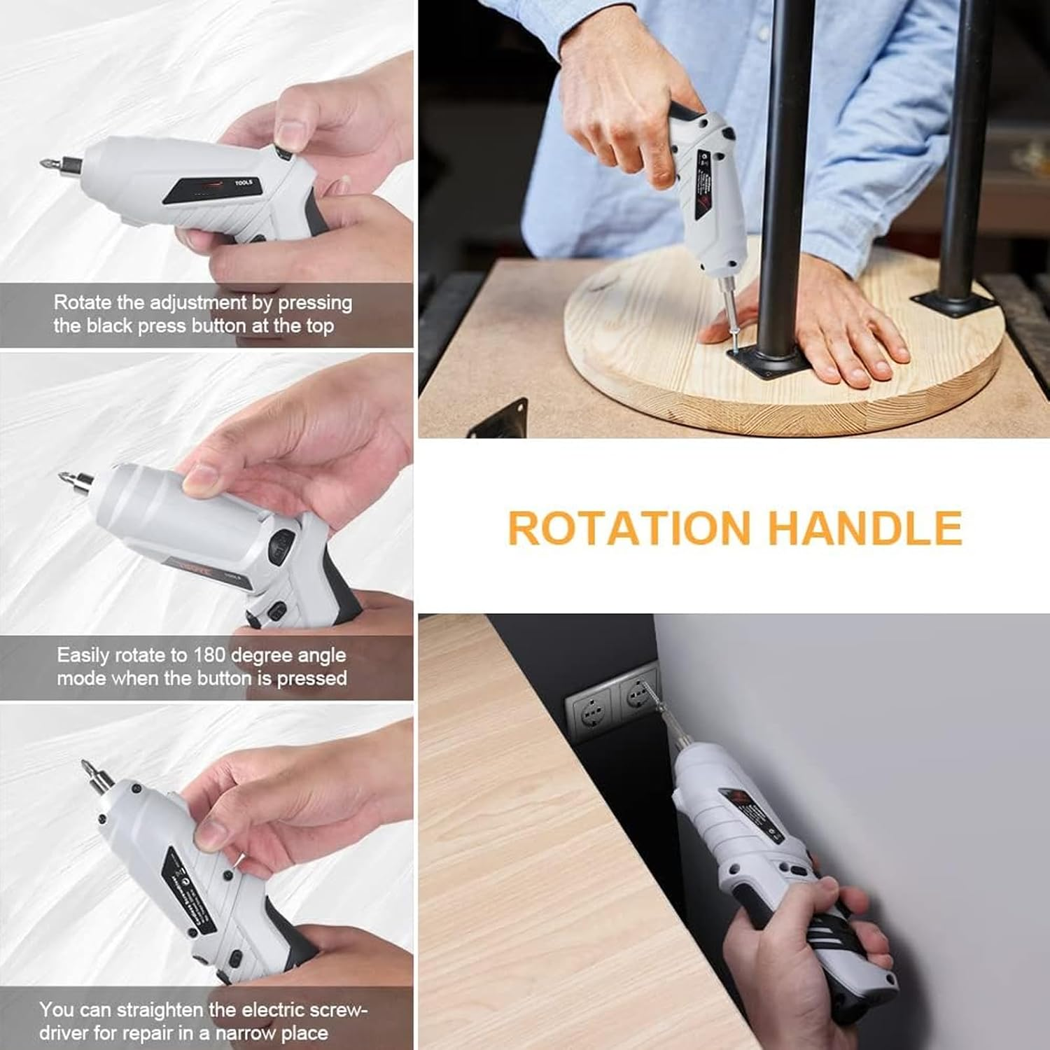 Electric Screwdriver Set, 47 in 1 Rechargeable and Rotatable Cordless Electric Cordless Screwdriver Drill with Built-In LED, 1300Mah for Home Improvement DIY Project