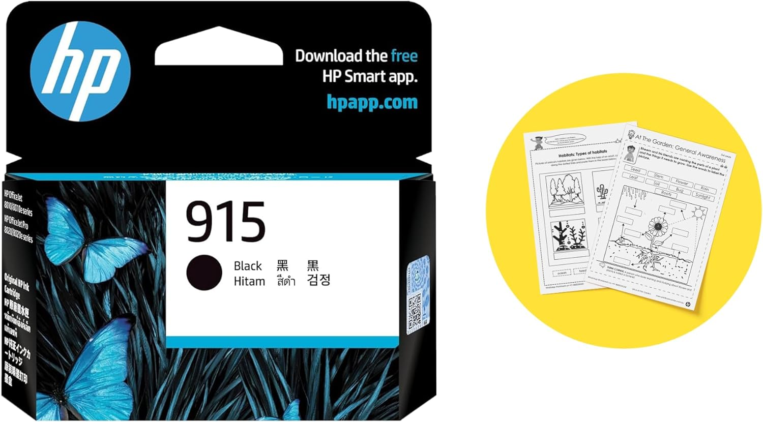 HP 915XL Genuine Original High Yield Black Printer Ink Cartridge Works with HP Officejet 8010, HP Officejet Pro 8020, HP Officejet Pro 8030 All-In-One Printer Series (3YM22AA)