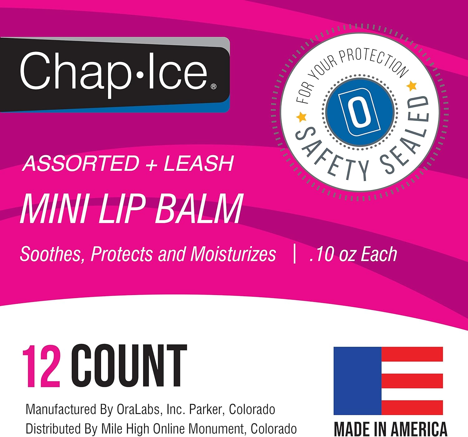 Chap-Ice&reg; | 12-Count Assorted Mini Lip Balm Pack & 1 Lip Balm Keychain with Swivel Clip | Made in USA | 4 Flavors - Cherry, Citrus Orange, Kiwi Lime, & Beeswax (0.10Oz/3G Each) image number 2