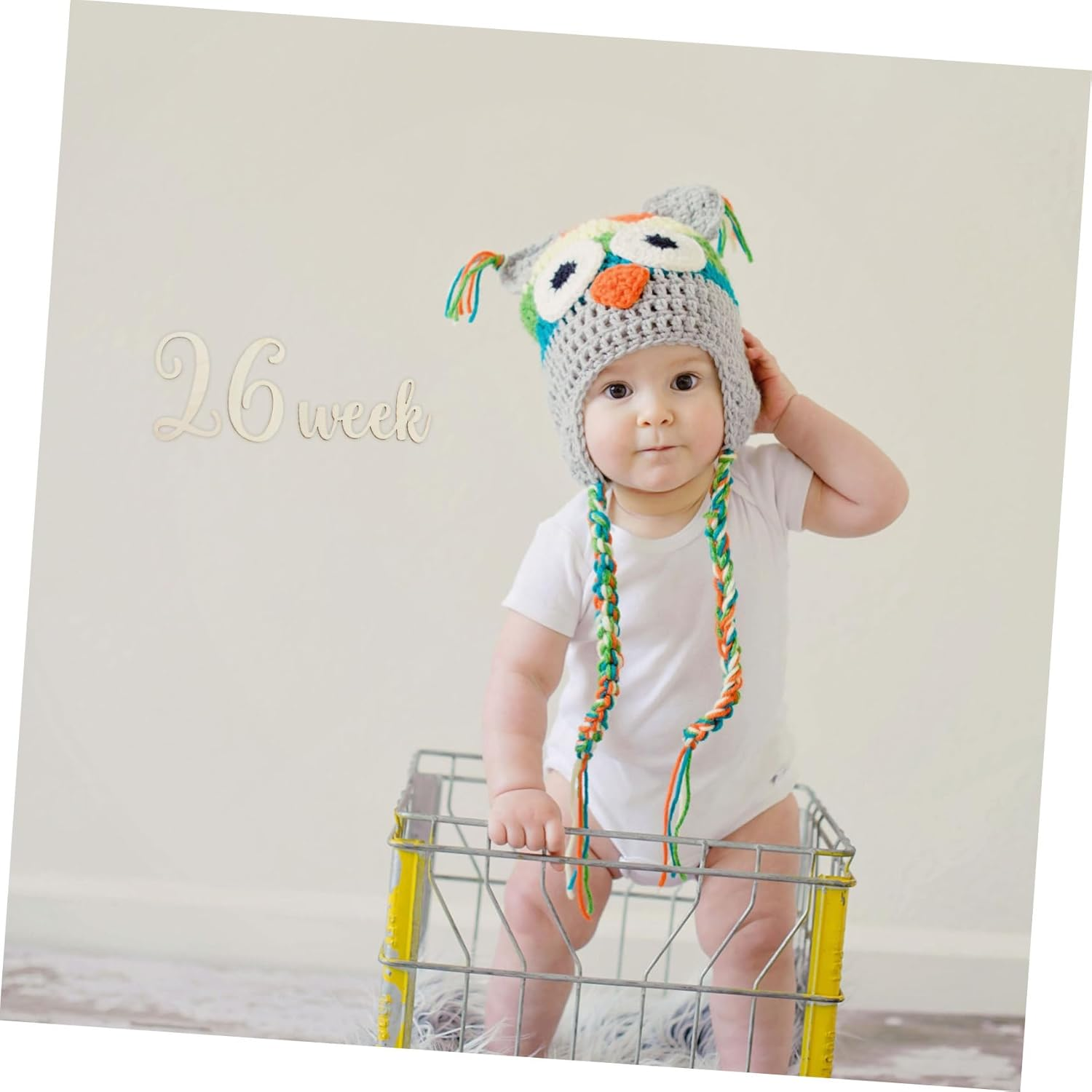 Yardwe 19Pcs Wooden Milestone Cards Newborn Photography Props Monthly Growth Milestone