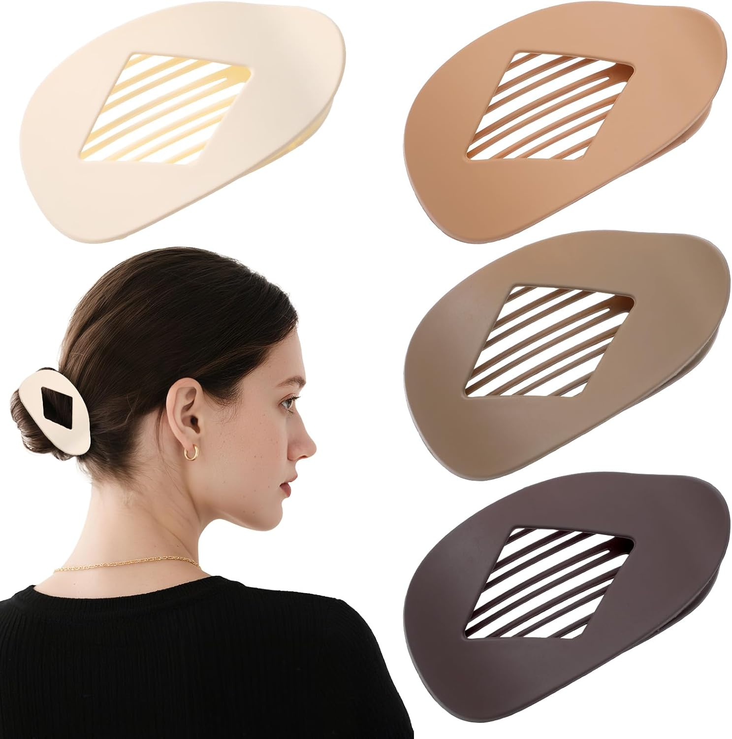 Hecla 4Pcs French Flat Hair Clips Matt Curved Hair Clips with Duck Bill Secure Strong Hold Claw Clips for Lying down Non-Slip Claw Clip Duckbill Accessories Halloween image number 1