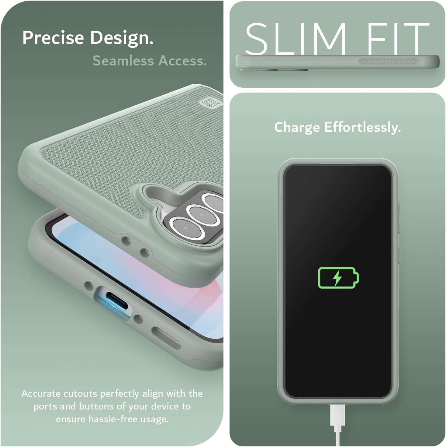 TUDIA Dualshield Grip Designed for Samsung Galaxy A56 5G Case (2025), [Mergegrip] Military Grade Dual Layer Shockproof Slim Tough Heavy Duty Protective Phone Case for Galaxy A56 (Green Lily)