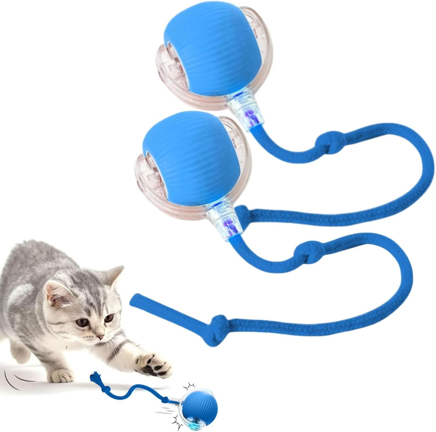 KIZCGE Cat Toys Ball, Interactive Cat Toy for Indoor Cats, 360&deg; Automatic Moving Cat Toy Ball, USB-C Rechargeable Kitten Toys (Red)